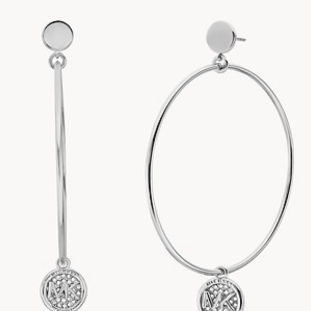 MK Fashion Silver-Tone Brass Hoop Earrings